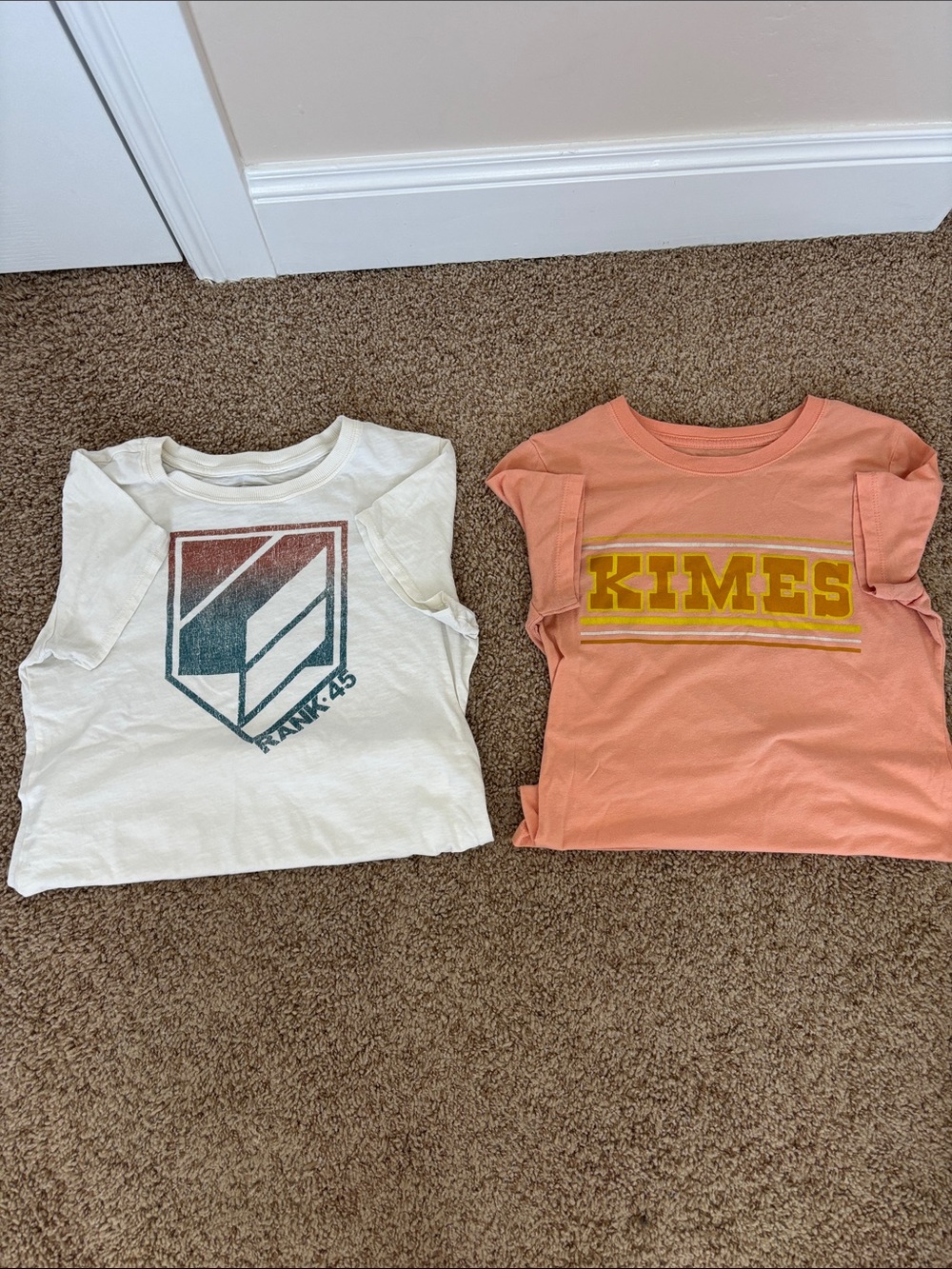 Kimes Peach Short Sleeve Logo Tee - Casual Crewneck